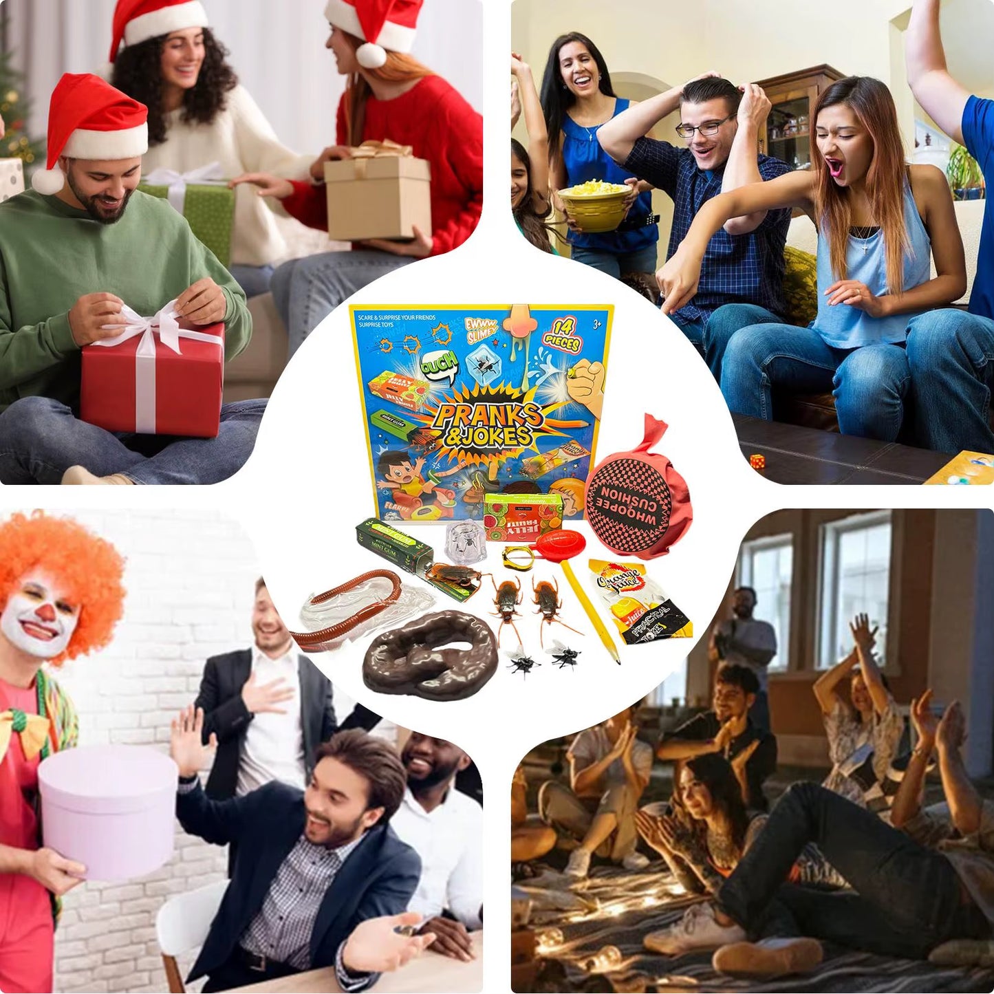 Funny Tricky Toys Set Fake Poop Noise Maker Joke Box Simulation Cockroach Prank Props April Fools Halloween Party Supplies