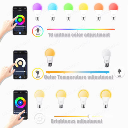 Tuya Wifi/Bluetooth Smart Bulb Alexa Led Lamp E27 RGB Smart Light Bulbs 110V 220V Smart Lamps for Google Assisatnt Smart Life